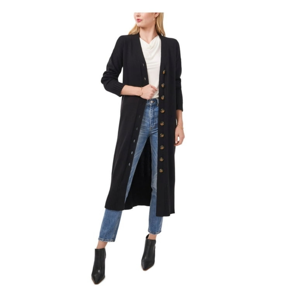 Vince Camuto | Button Front Long Cardigan Black XS